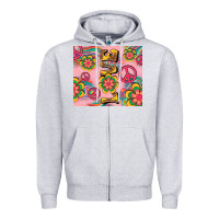 Heather Grey peace love hippie daisy Zipper Hoodie - TumblerDesignByShophia