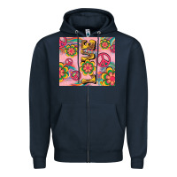 Navy peace love hippie daisy Zipper Hoodie - TumblerDesignByShophia