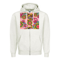 Oatmeal Heather peace love hippie daisy Zipper Hoodie - TumblerDesignByShophia
