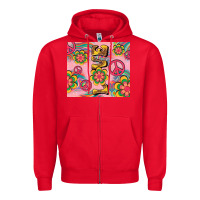 Red peace love hippie daisy Zipper Hoodie - TumblerDesignByShophia