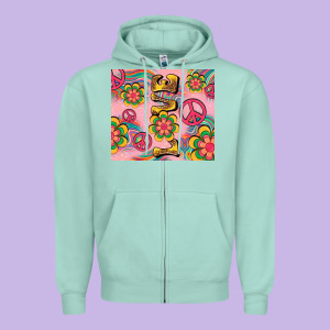 Peace Love Hippie Daisy Zipper Hoodie Designed By Tumblerdesignbyshophia