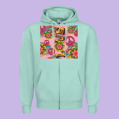 Peace Love Hippie Daisy Zipper Hoodie Designed By Tumblerdesignbyshophia