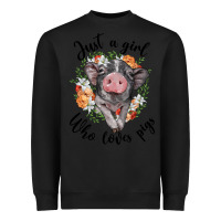 Black just a girl who loves pigs floral wreath Heavyweight Sweatshirt - BarkalooDesign