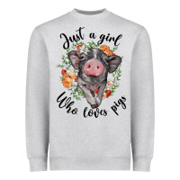 Just A Girl Who Loves Pigs Floral Wreath Heavyweight Sweatshirt | Teevron