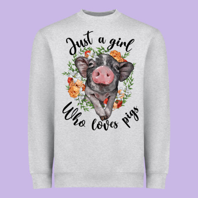 Just A Girl Who Loves Pigs Floral Wreath Heavyweight Sweatshirt Designed By Barkaloodesign
