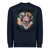 Navy just a girl who loves pigs floral wreath Heavyweight Sweatshirt - BarkalooDesign