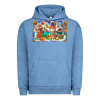 Pigment Pebble Blue Thanksgiving Coffee Drink Kids Cup Urban Hoodie - CowhideDigitalArt