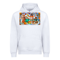 White Thanksgiving Coffee Drink Kids Cup Urban Hoodie - CowhideDigitalArt