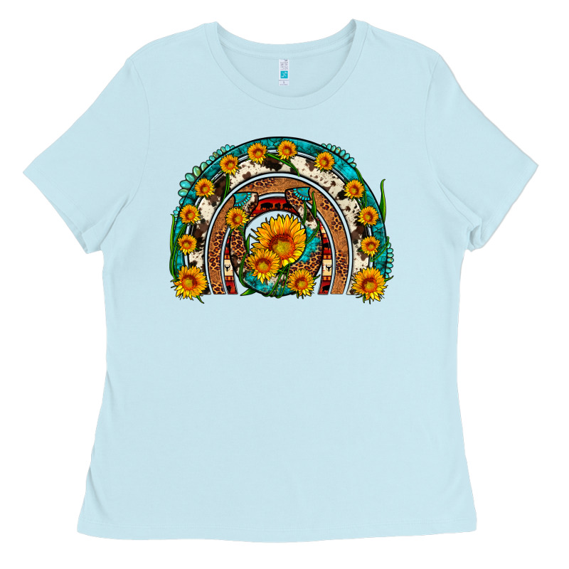 Sunflower Gemstone Leopard Cowhide Horseshoe Rainbow Ladies Tee by Artiststas | Teevron