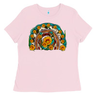 Bubblegum Pink sunflower gemstone leopard cowhide horseshoe rainbow Ladies Tee - Artiststas