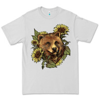 Dove Grey bear head sunflowers Premium Tee - NancyCooperArtShop