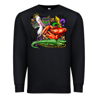 Black mardi gras pelican crawfish crocodile Premium Sweatshirt - OliviaCreatesArt