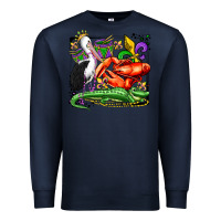 Navy mardi gras pelican crawfish crocodile Premium Sweatshirt - OliviaCreatesArt