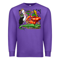 Purple mardi gras pelican crawfish crocodile Premium Sweatshirt - OliviaCreatesArt