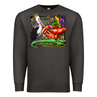 Smoke mardi gras pelican crawfish crocodile Premium Sweatshirt - OliviaCreatesArt