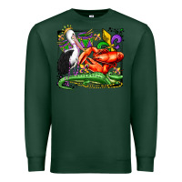 Sports Green mardi gras pelican crawfish crocodile Premium Sweatshirt - OliviaCreatesArt