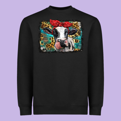 Holstein Cow With Glitter And Leopard Background Heavyweight Sweatshirt Designed By Barkaloodesign