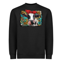 Black holstein cow with glitter and leopard background Heavyweight Sweatshirt - BarkalooDesign