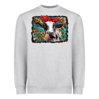 Heather Grey holstein cow with glitter and leopard background Heavyweight Sweatshirt - BarkalooDesign