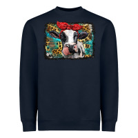 Navy holstein cow with glitter and leopard background Heavyweight Sweatshirt - BarkalooDesign