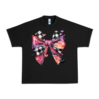 Black coquette bow floral checkered pattern Urban Heavy Tee - JahusDesignShop