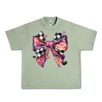 Oil Green coquette bow floral checkered pattern Urban Heavy Tee - JahusDesignShop