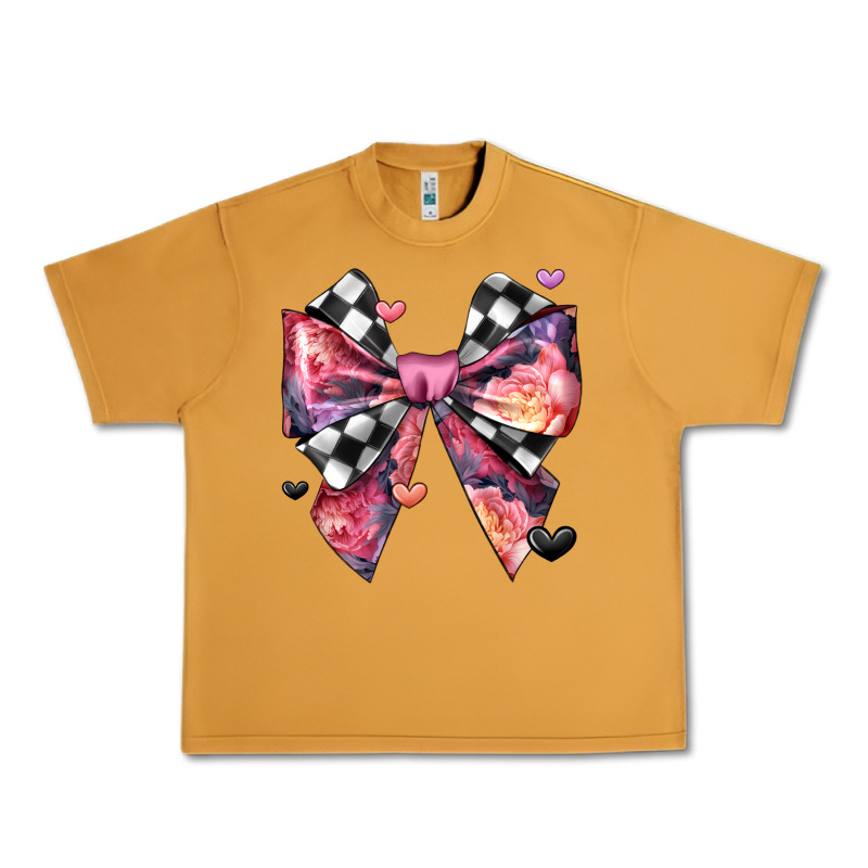 Coquette Bow Floral Checkered Pattern Urban Heavy Tee by JahusDesignShop | Teevron