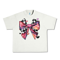 Pistachio coquette bow floral checkered pattern Urban Heavy Tee - JahusDesignShop