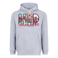 Heather Grey Easter Day Hop bunny Heavyweight Hoodie - OliviaCreatesArt