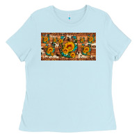 Baby Blue sunflower gemstone leopard cowhide horseshoe license plate Ladies Tee - Artiststas