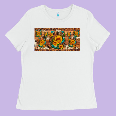 Sunflower Gemstone Leopard Cowhide Horseshoe License Plate Ladies Tee Designed By Artiststas