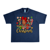 Navy christmas joy black woman Urban Heavy Tee - MaliasSmallBusiness