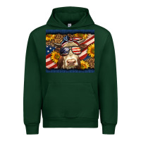 Forest Green Western 4th Of July Cow Urban Hoodie - LillyAllenDesigns