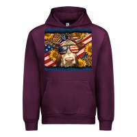 Mauve Wine Western 4th Of July Cow Urban Hoodie - LillyAllenDesigns