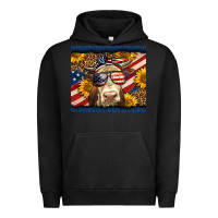 Pigment Black Western 4th Of July Cow Urban Hoodie - LillyAllenDesigns