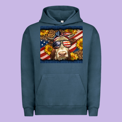 Western 4th Of July Cow Urban Hoodie Designed By Lillyallendesigns