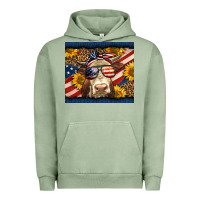Pigment Oil Green Western 4th Of July Cow Urban Hoodie - LillyAllenDesigns