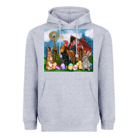 Heather Grey Farm animals 20oz Heavyweight Hoodie - OliviaCreatesArt