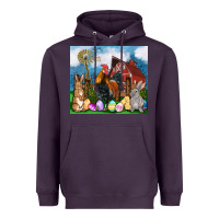 Plum Farm animals 20oz Heavyweight Hoodie - OliviaCreatesArt