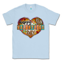 Dusty Blue Happy Valentınes Day Classic Tee - CowhideDigitalArt