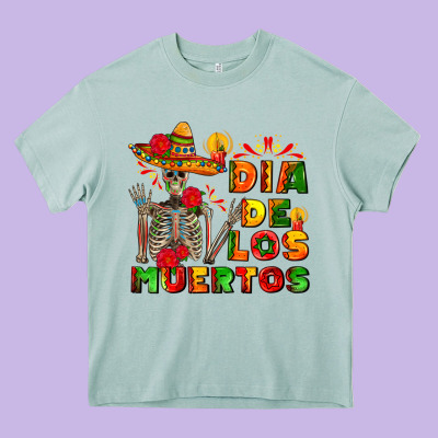 Dia De Los Muertos Heavy Core Tee Designed By Adodesignshop