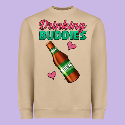 Drinking Buddies Beer Bottle Heavyweight Sweatshirt Designed By Jasminsmagicworld