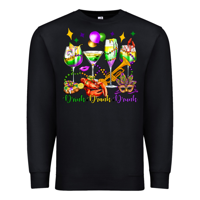 Drink Drank Drunk Mardi Gras Wine Glasses Olivia Premium Sweatshirt by OliviaCreatesArt | Teevron