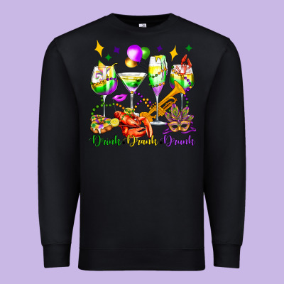 Drink Drank Drunk Mardi Gras Wine Glasses Olivia Premium Sweatshirt Designed By Oliviacreatesart