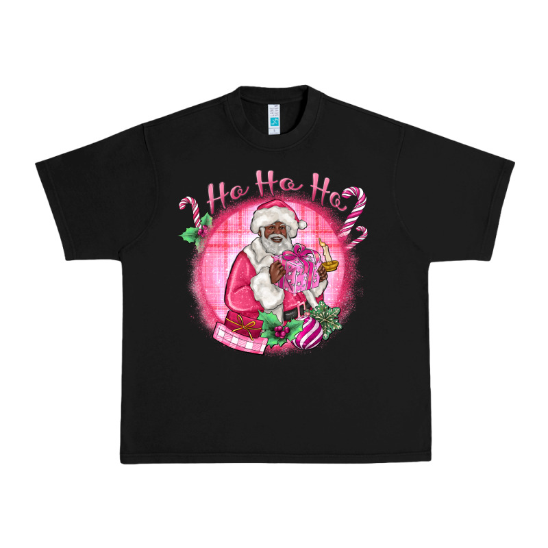 Ho Ho Ho Pink Black Santa Christmas Urban Heavy Tee by MaliasSmallBusiness | Teevron