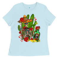 Skeleton With Sombrero And Tequila Ladies Tee | Teevron