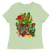 Matcha skeleton with sombrero and tequila Ladies Tee - AdoDesignShop
