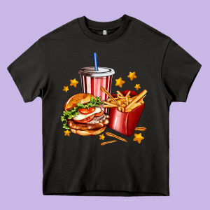 Hamburger Potatoes And Coke Heavy Core Tee Designed By Adodesignshop