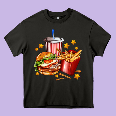 Hamburger Potatoes And Coke Heavy Core Tee Designed By Adodesignshop