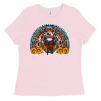 Bubblegum Pink saddle sunflower horseshoe rainbow Ladies Tee - Artiststas